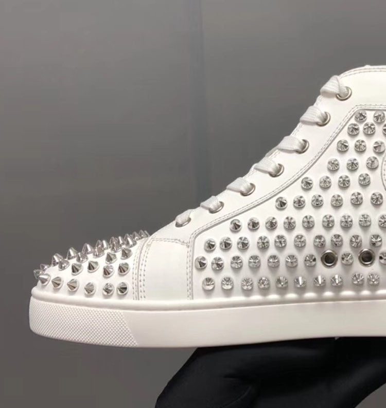 Christian Louboutin High-Top Louis Flat Spikes "White"