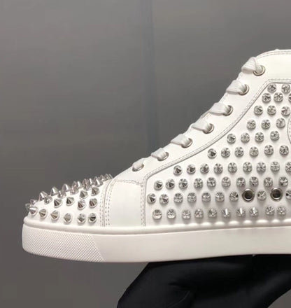 Christian Louboutin High-Top Louis Flat Spikes "White"
