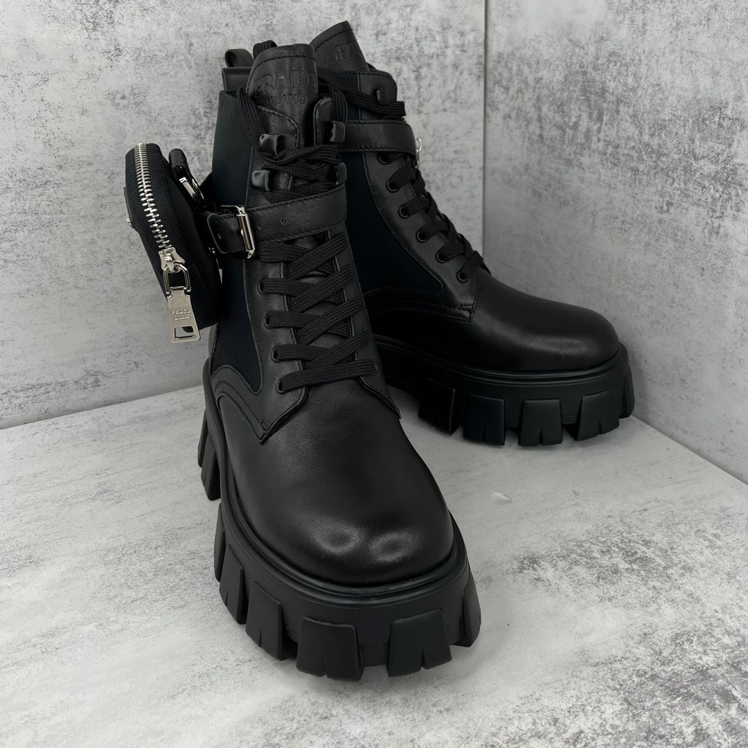 Prada Monolith Leather Boots "Black" V3