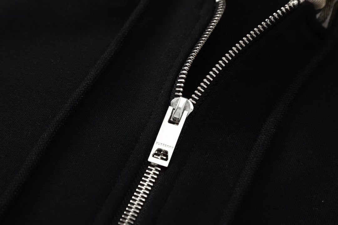 Burberry Zip-Up Hoodie "Black-Beige"