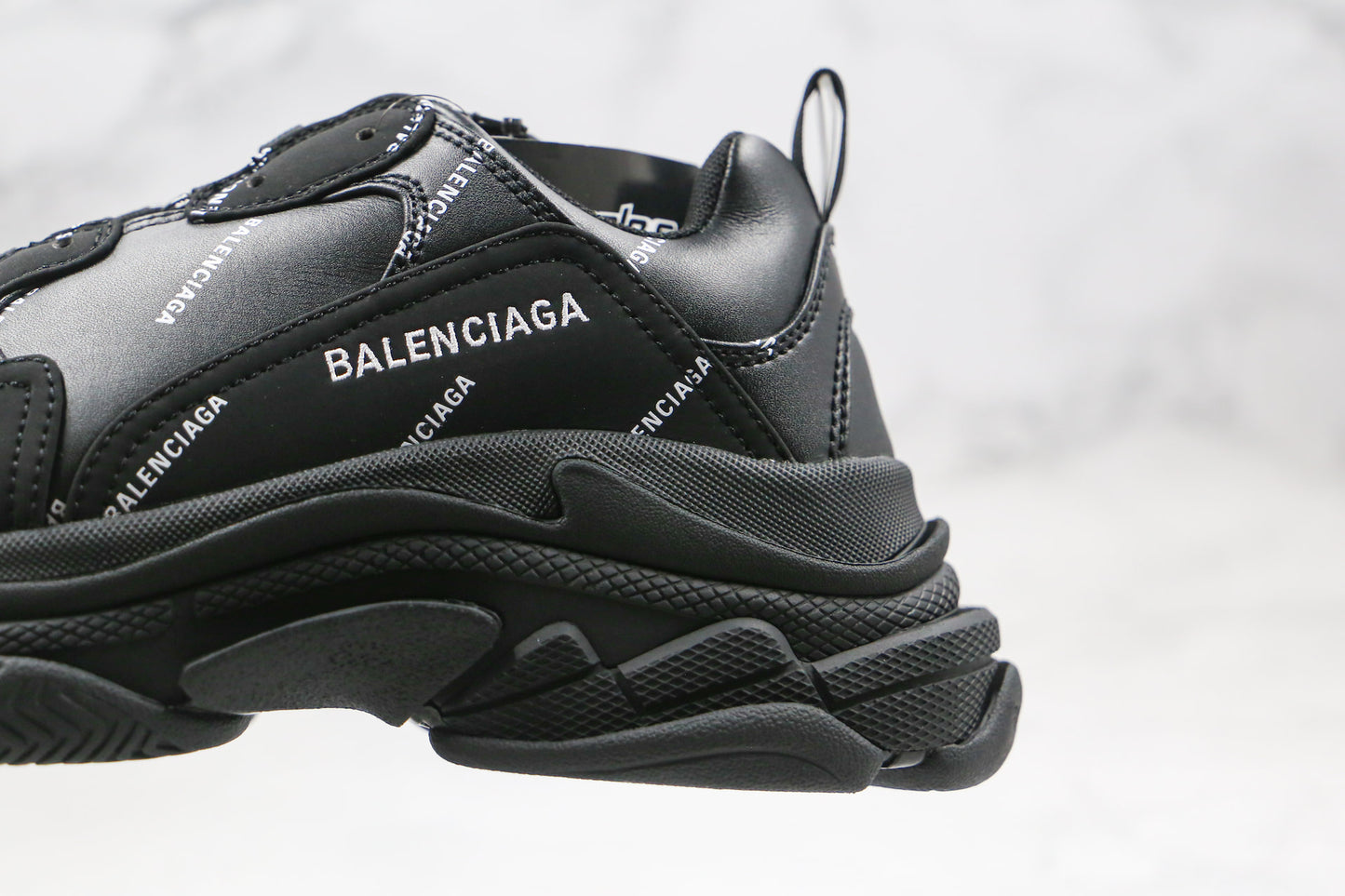 Balenciaga Triple S "Black-White All Over Logo"
