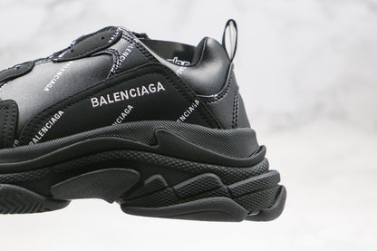 Balenciaga Triple S "Black-White All Over Logo"