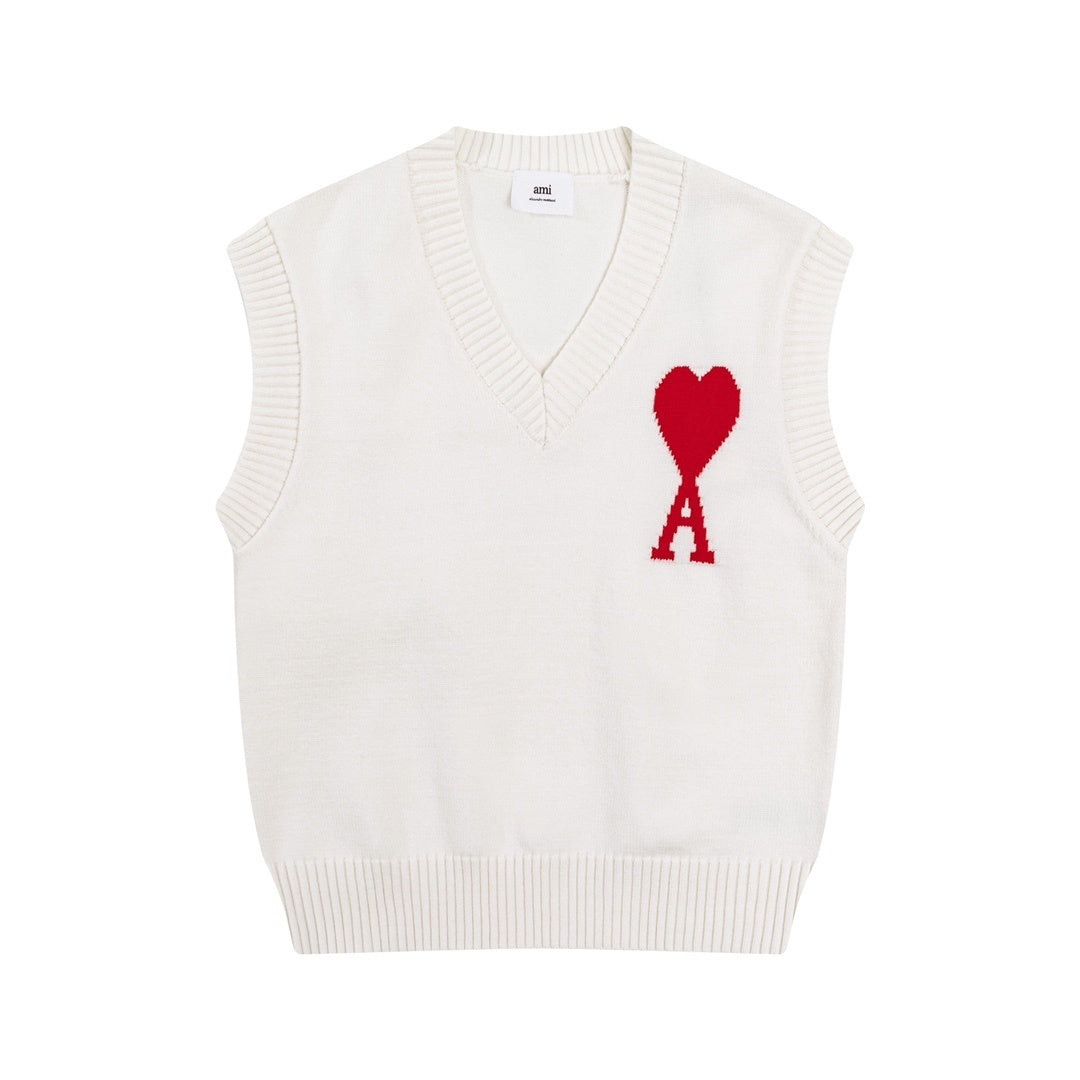 AMI Paris Ami De Coeur Sweater Vest "White"