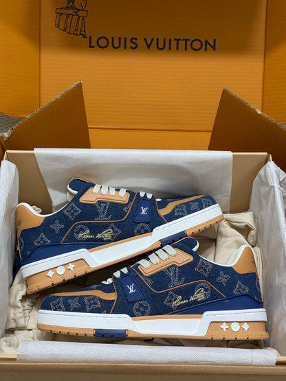 Louis Vuitton LV Trainers "Blue Denim-Brown"