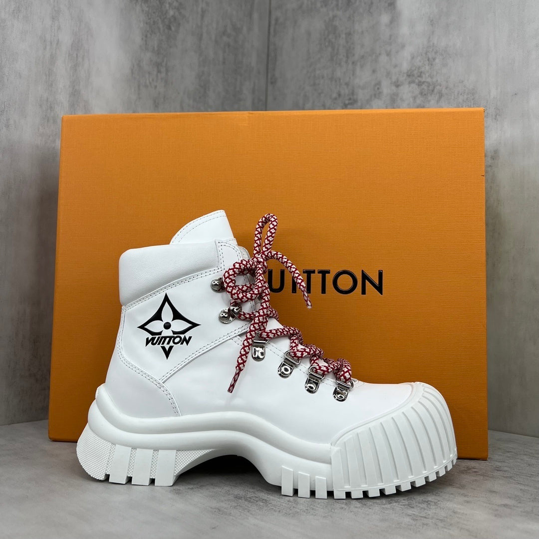 Louis Vuitton Ruby Flat Ranger Boots "White"