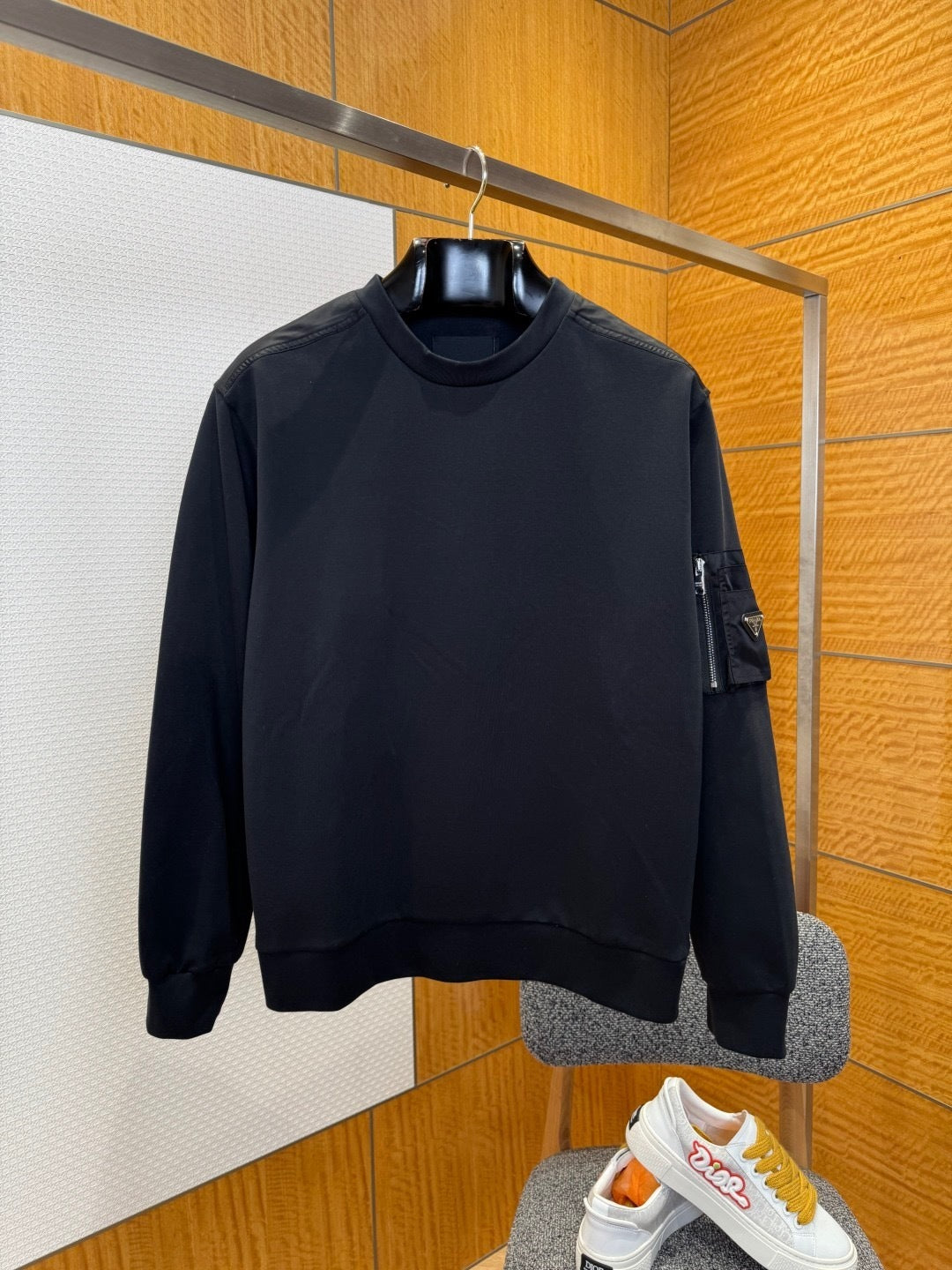 Prada Cotton Fleece and Re-Nylon Sweatshirt "Black"