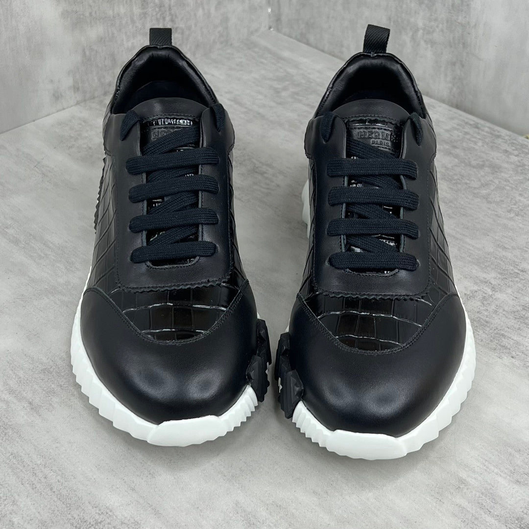 Hermes Bouncing Sneakers "Black Crocodile Pattern"