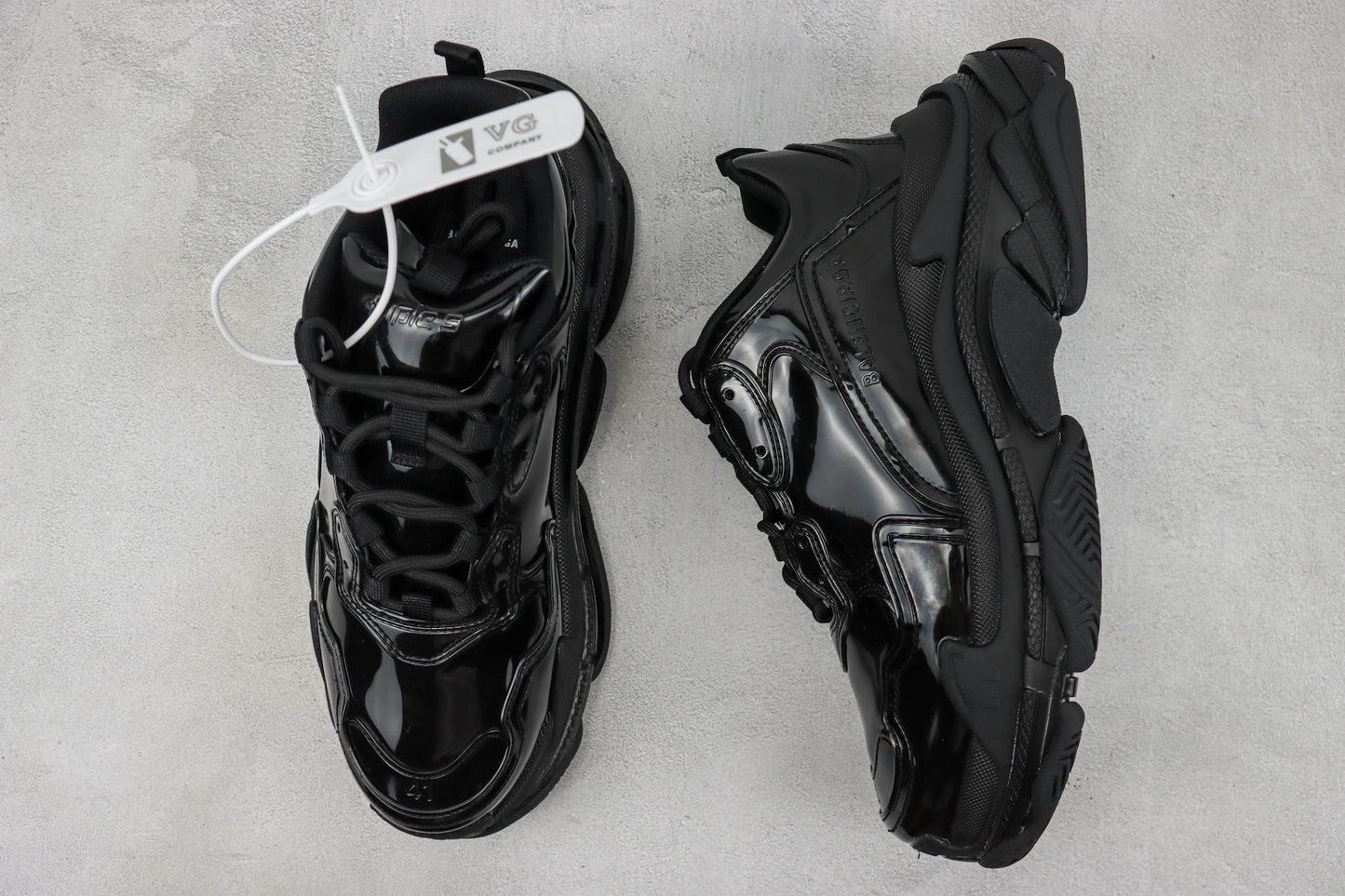 Balenciaga Triple S "Black Leather Gloss"