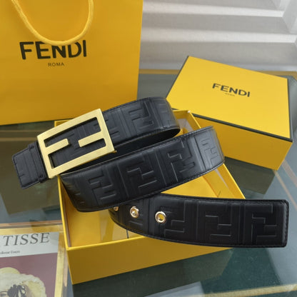 Fendi FF Embossed 38mm Leather Belt "Black"