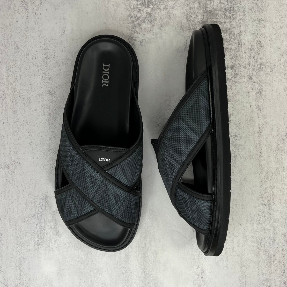 Dior CD Diamonds Slides "Black-Grey"