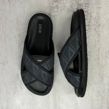 Dior CD Diamonds Slides "Black-Grey"