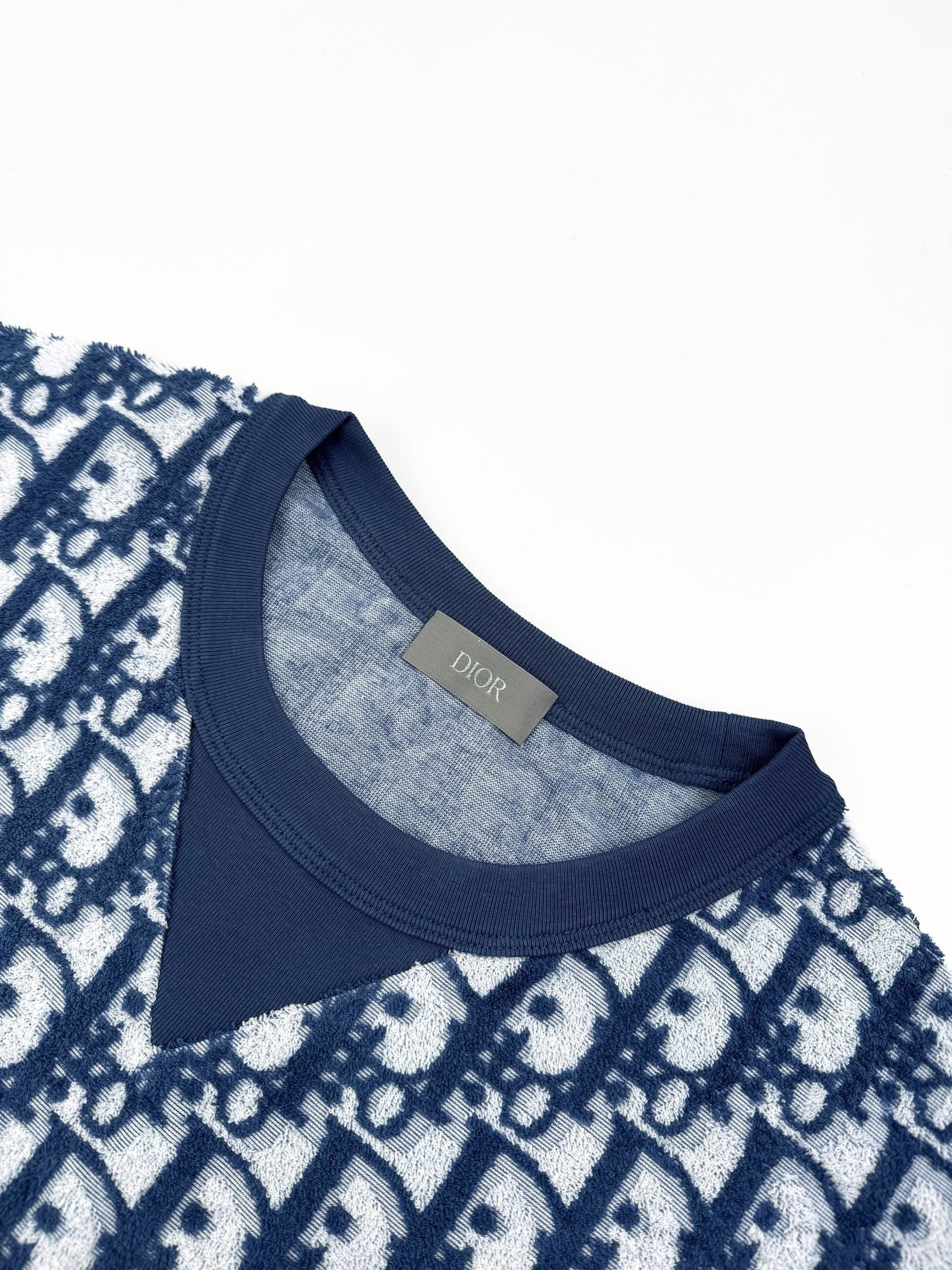 Dior Oblique T-Shirt "Blue and White Terry Cotton Jersey with Oblique Print"