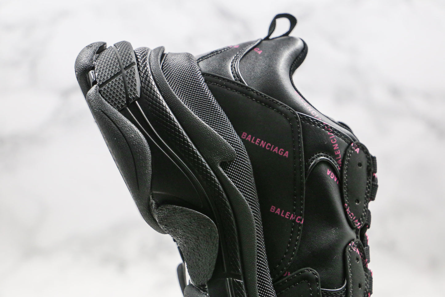 Balenciaga Triple S "Black-Pink All Over Logo"