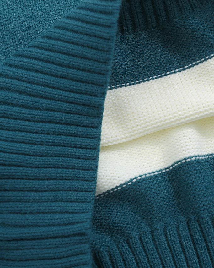 AMI Paris Ami De Coeur Striped Turtleneck Sweater "White-Teal"