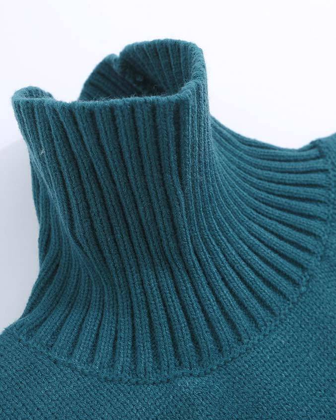 AMI Paris Ami De Coeur Striped Turtleneck Sweater "White-Teal"