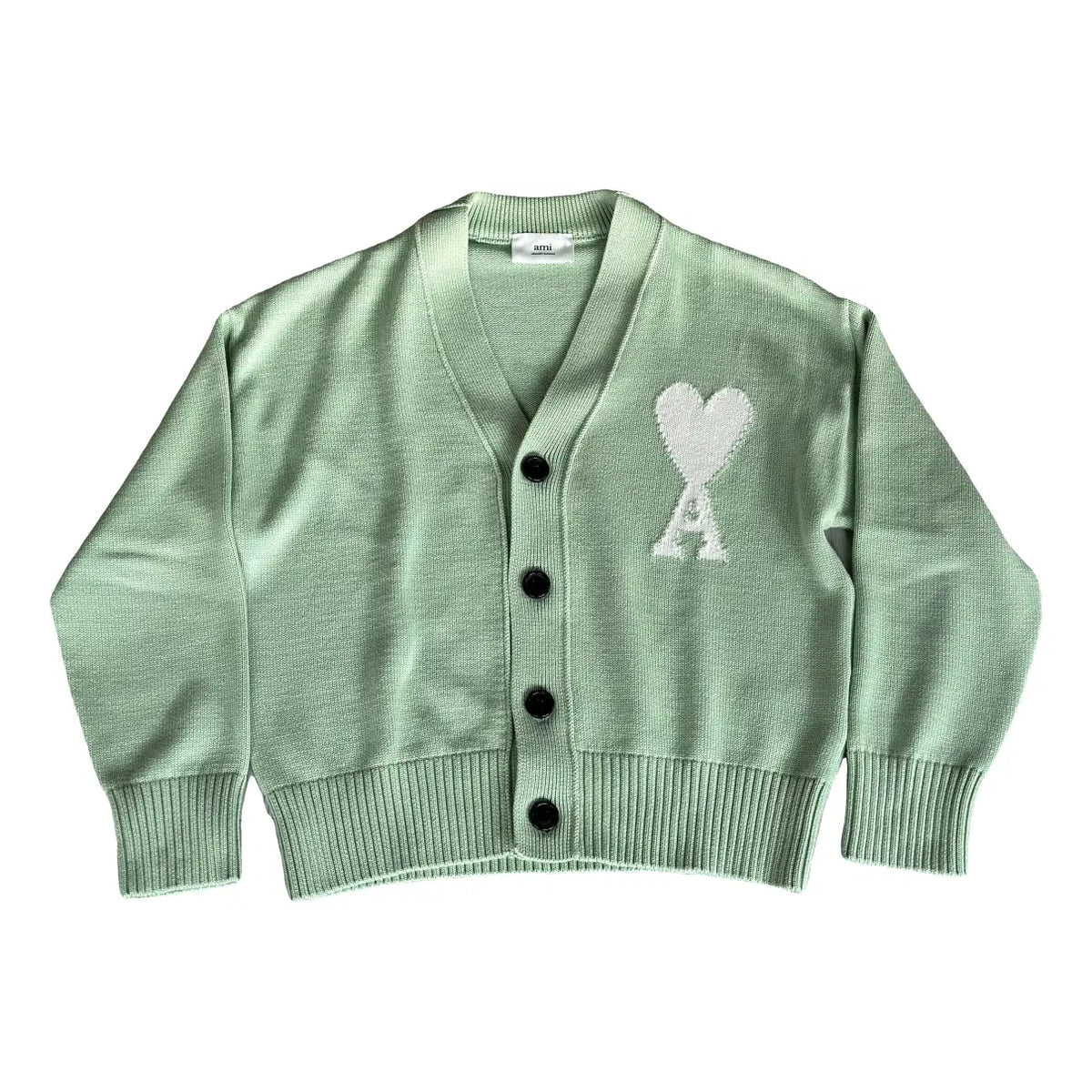 AMI Paris Ami De Coeur Cardigan "Light Green"