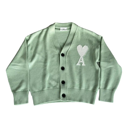 AMI Paris Ami De Coeur Cardigan "Light Green"