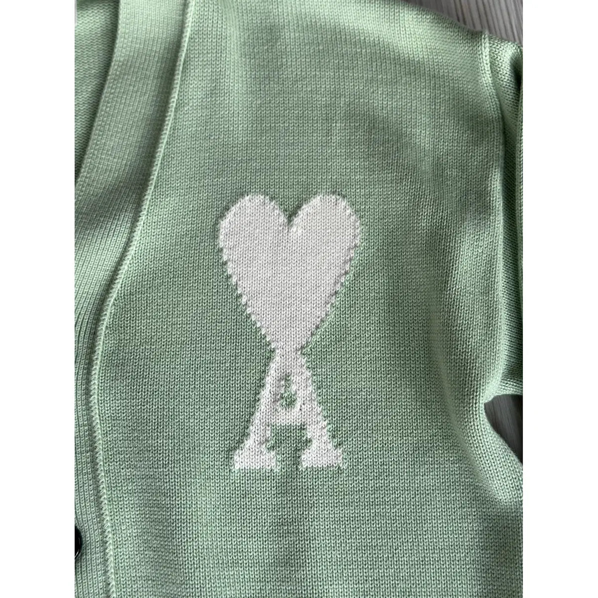 AMI Paris Ami De Coeur Cardigan "Light Green"