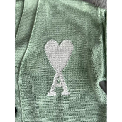 AMI Paris Ami De Coeur Cardigan "Light Green"