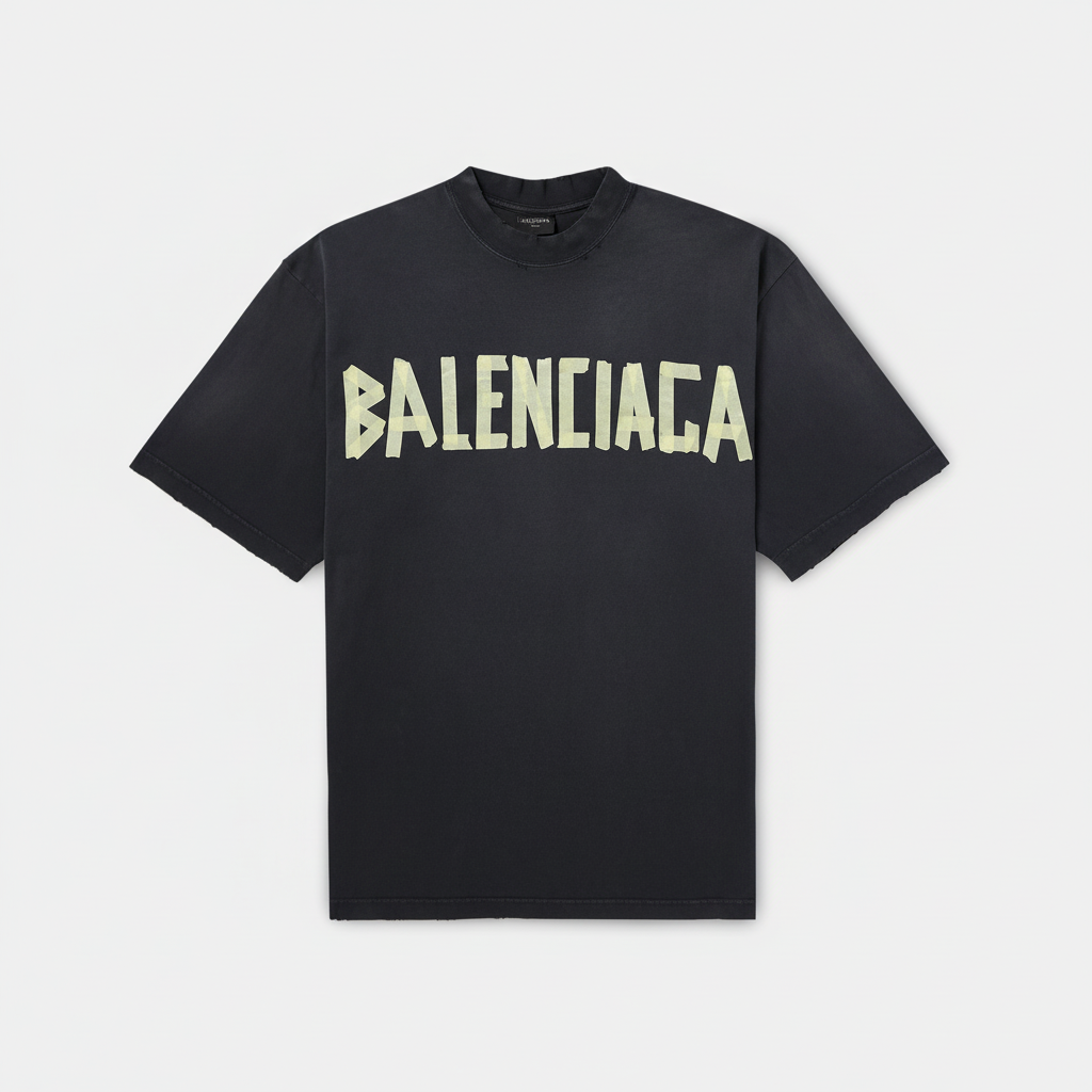 Balenciaga Distressed Logo Print T-Shirt "Black"