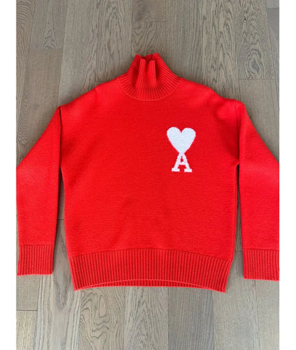 AMI Paris Ami De Coeur Turtleneck Sweater "Red"