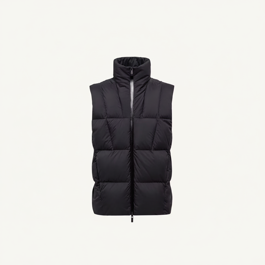 Moncler Janze Geometric-Quilted Down Vest "Black"