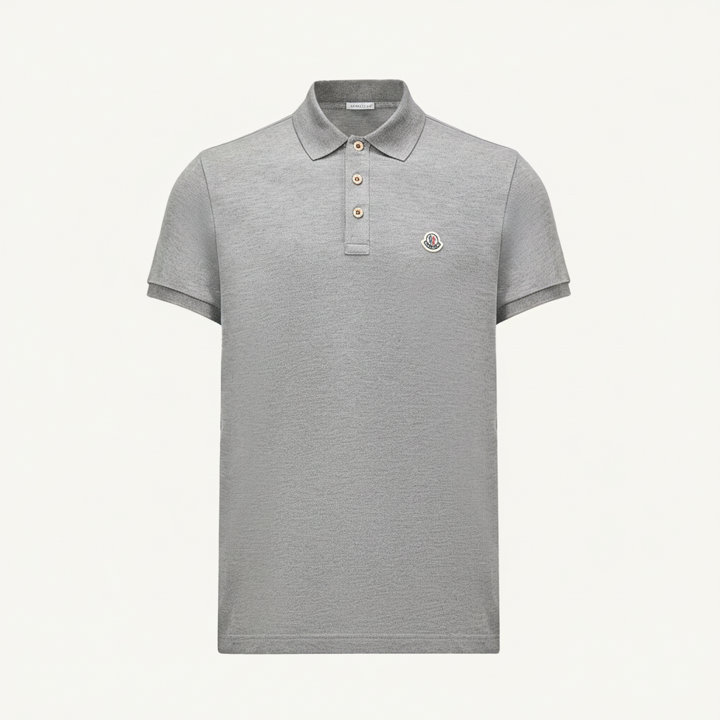 Moncler Logo Patch Cotton Polo T-Shirt "Grey"