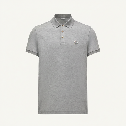 Moncler Logo Patch Cotton Polo T-Shirt "Grey"