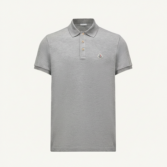 Moncler Logo Patch Cotton Polo T-Shirt "Grey"