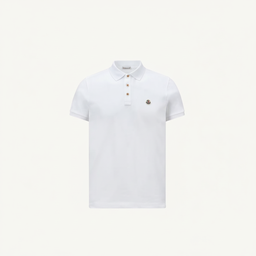 Moncler Logo Patch Cotton Polo T-Shirt "White"