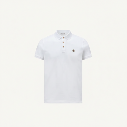 Moncler Logo Patch Cotton Polo T-Shirt "White"