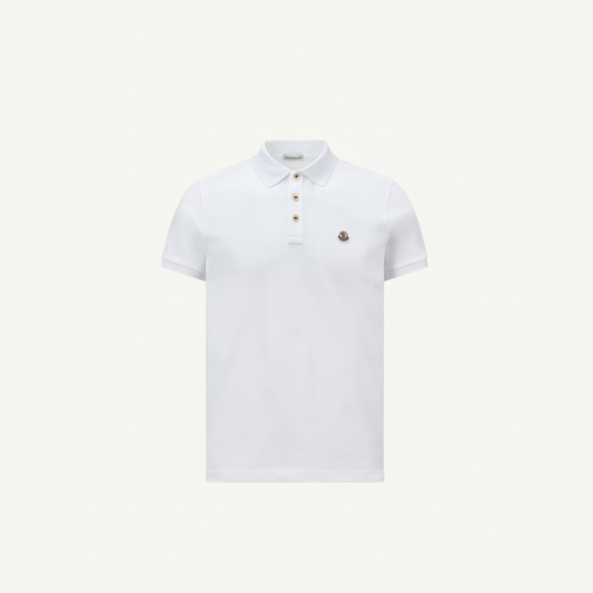 Moncler Logo Patch Cotton Polo T-Shirt "White"