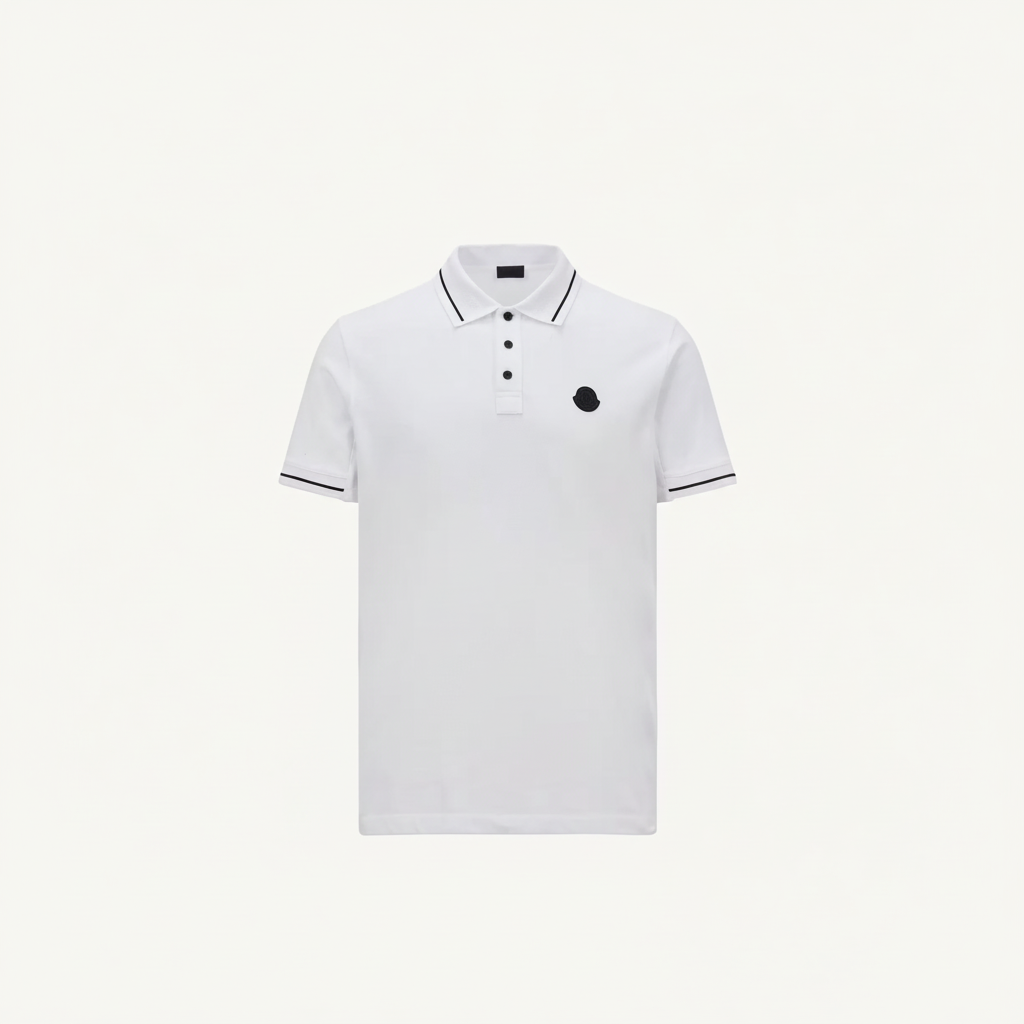 Moncler Logo Patch Cotton Polo T-Shirt "White"
