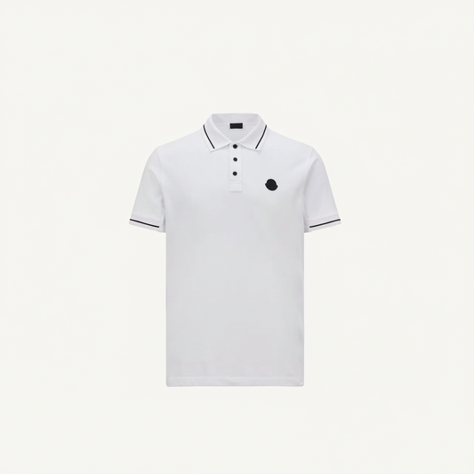 Moncler Logo Patch Cotton Polo T-Shirt "White"