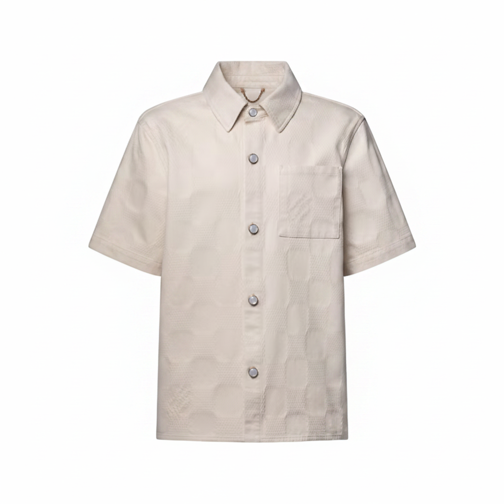 Louis Vuitton Damier 3D Light Denim Short-Sleeved Shirt