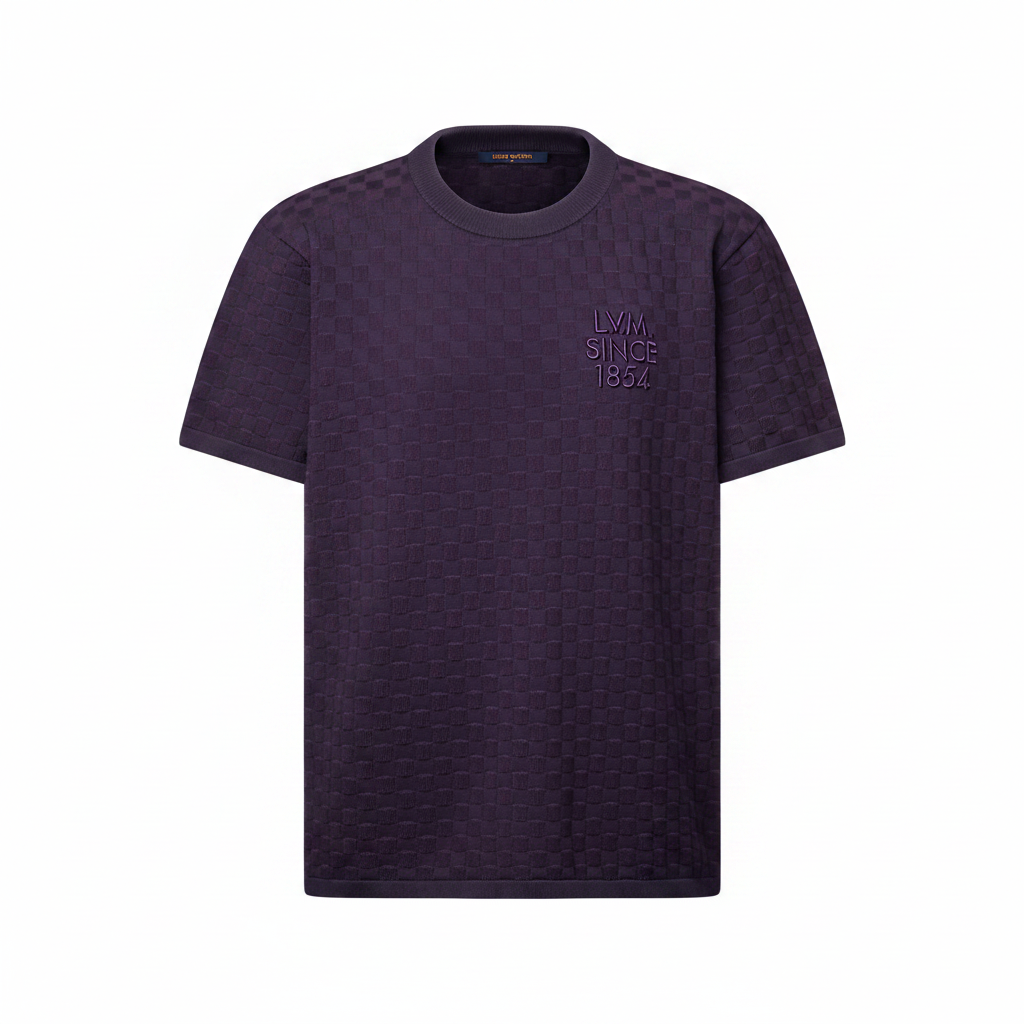 Louis Vuitton Damier Jacquard Short-Sleeved Crewneck "Purple Indigo"