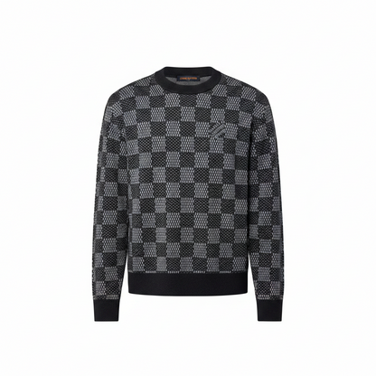 Louis Vuitton Damier Wool Crewneck Sweater "Washed Black"