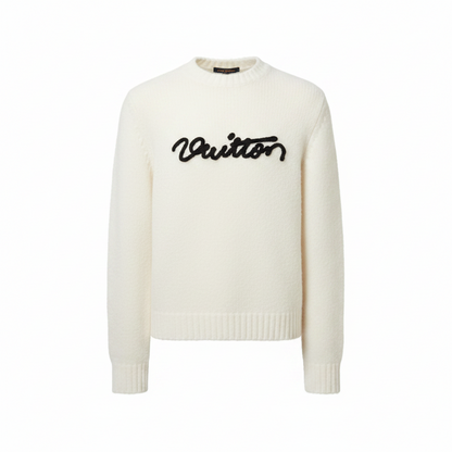 Louis Vuitton Embroidered Signature Long-Sleeved Crewneck "Milky White"