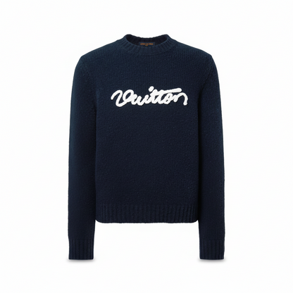 Louis Vuitton Embroidered Signature Long-Sleeved Crewneck "Navy"