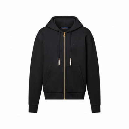 Louis Vuitton Embroidered Zipped Jersey Hoodie "Black"