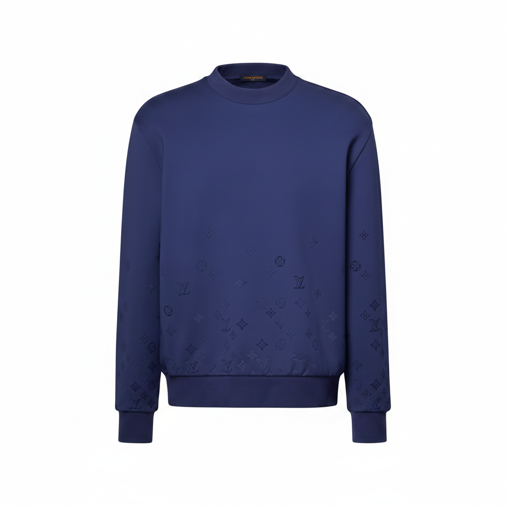 Louis Vuitton Flock Print Gradient Long-Sleeved Crewneck "Blue"