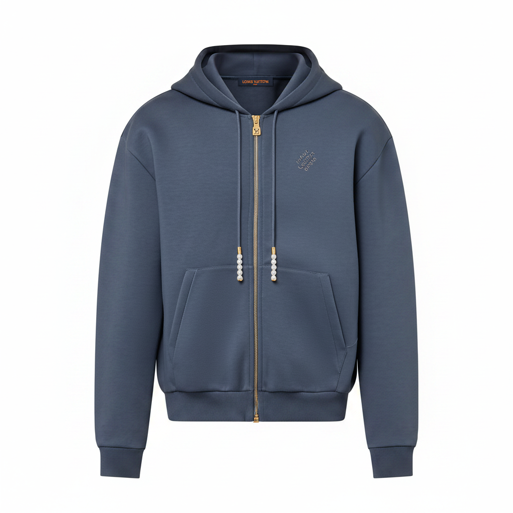Louis Vuitton Embroidered Zipped Jersey Hoodie "Slate Gray"
