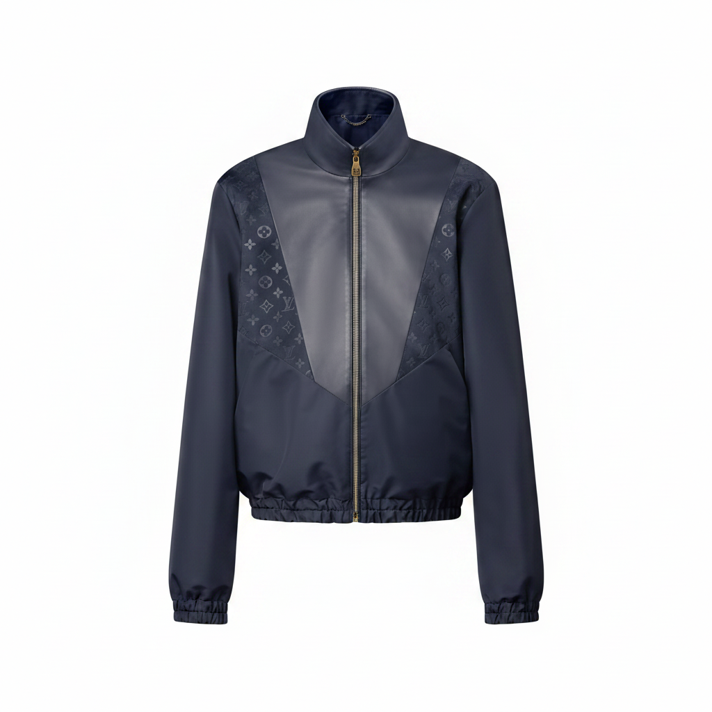 Louis Vuitton Leather Mix Track Top "Dark Navy"