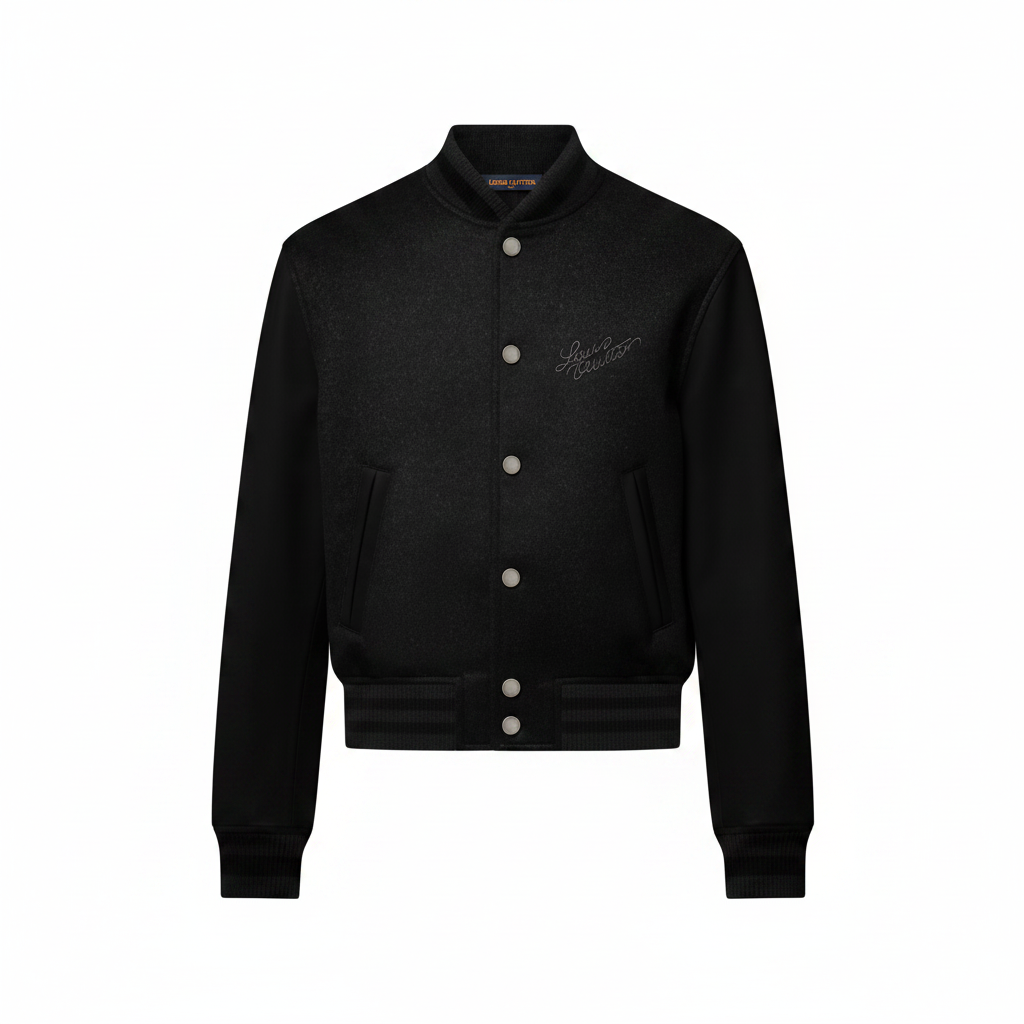 Louis Vuitton Leather Varsity Jacket "Anthracite"