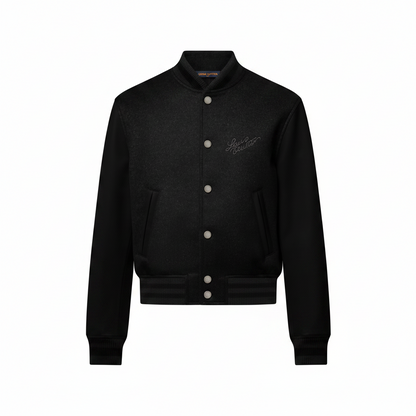 Louis Vuitton Leather Varsity Jacket "Anthracite"