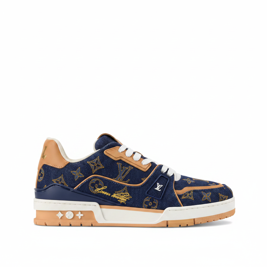 Louis Vuitton LV Trainers "Blue Denim-Brown"