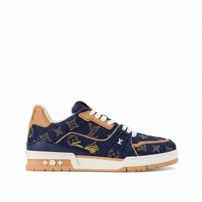 Louis Vuitton LV Trainers "Blue Denim-Brown"