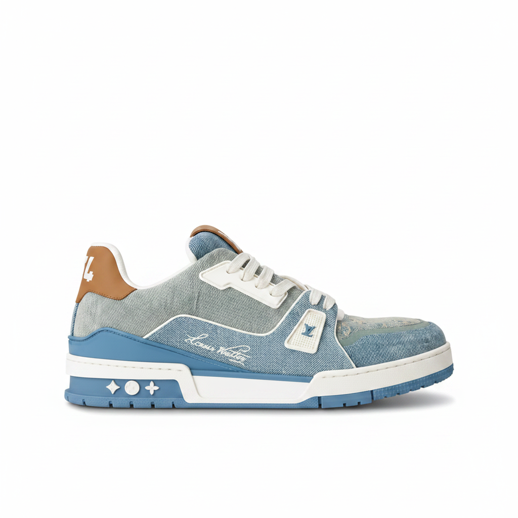 Louis Vuitton LV Trainers "Blue Denim-Brown"