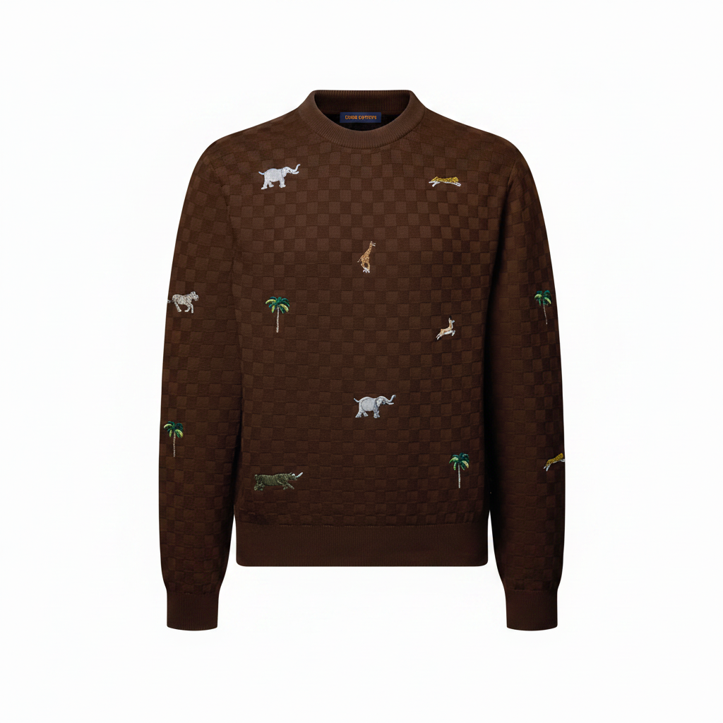 Louis Vuitton x The The Darjeeling Limited Embroidered Long-Sleeved Crewneck "Bourbon Brown"