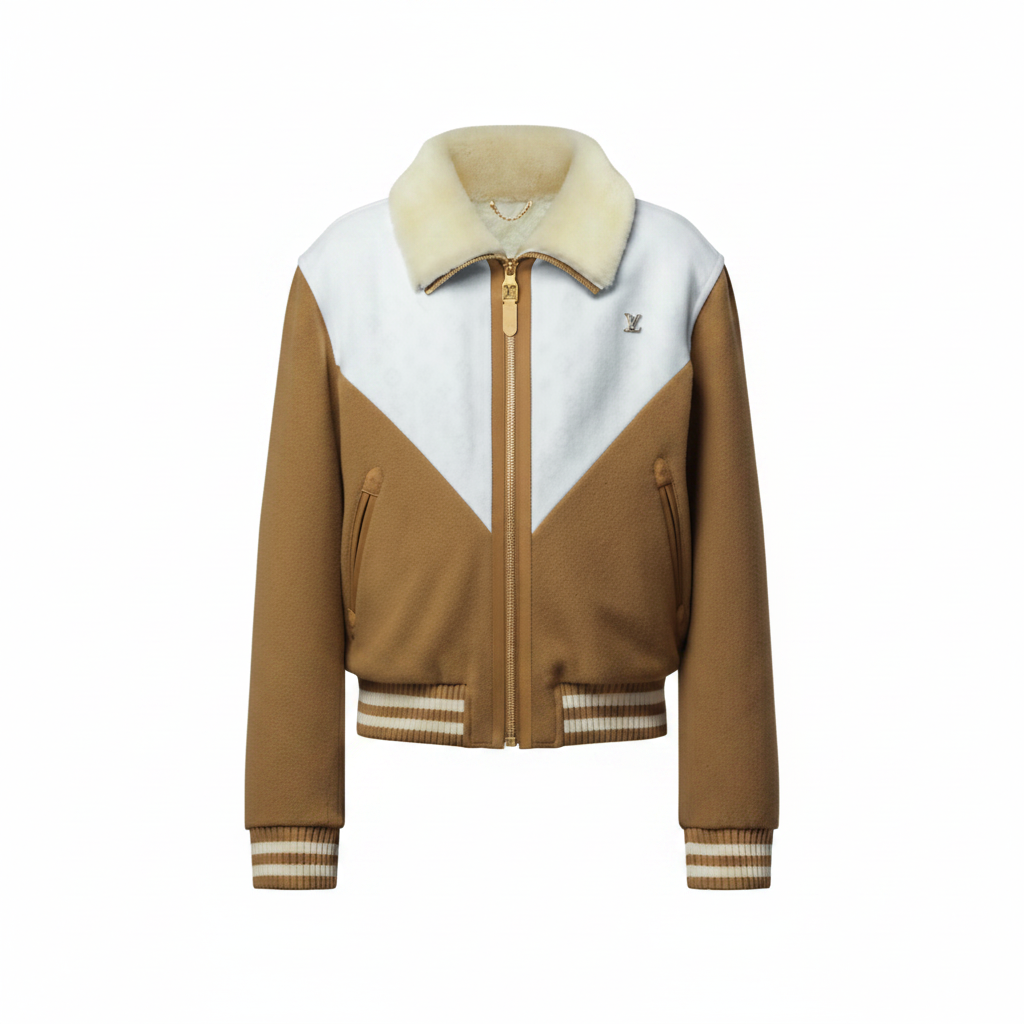 Louis Vuitton Monogram Blouson With Shearling Collar "Beige"